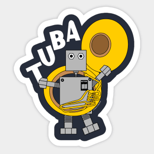 Tuba Robot White Text Sticker